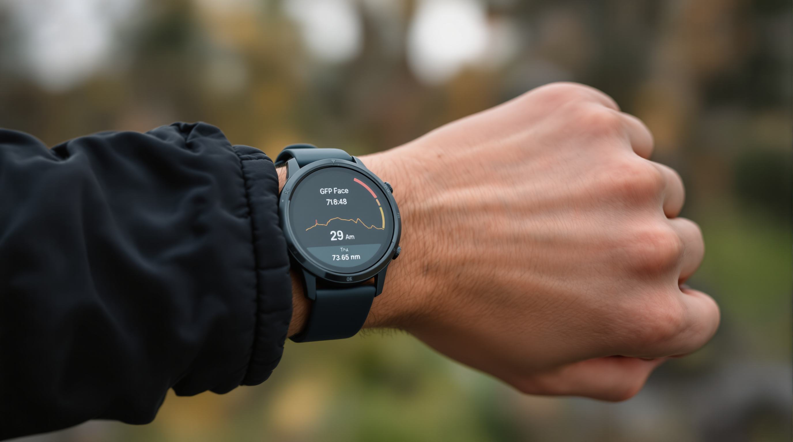 Runner checking GPS watch display during run