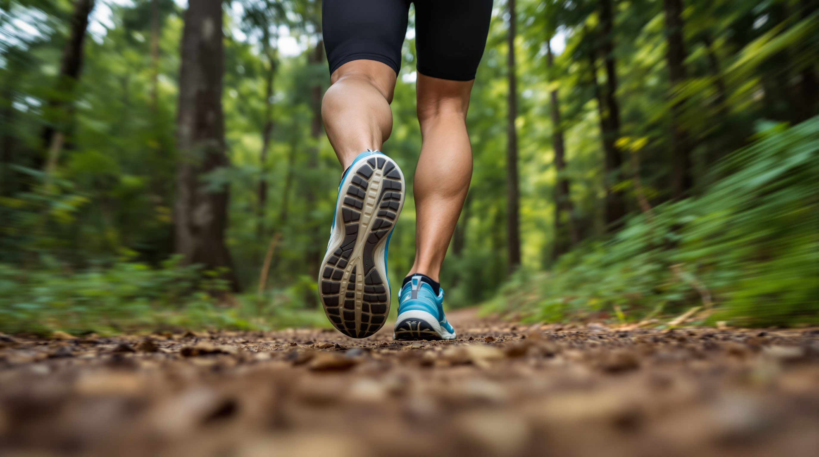 Runner's legs in motion showing proper running stride technique